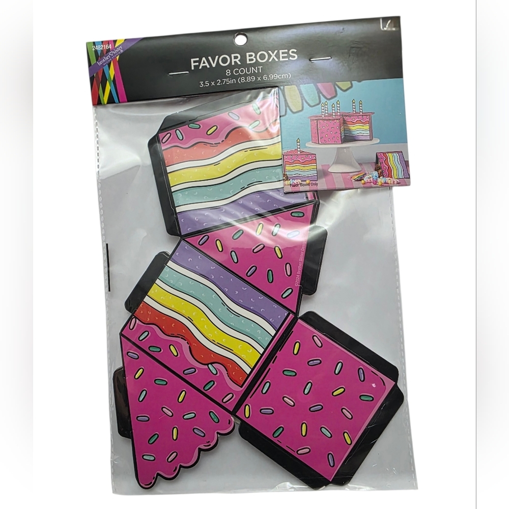 Pink Sprinkle Cake Slice Favor Boxes - Party Supplies